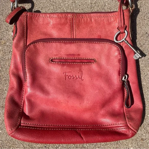 Fossil Red Leather Women's Bag - Picture 2 of 12